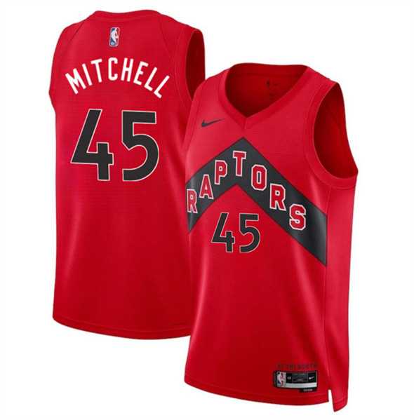 Men%27s Toronto Raptors #45 Davion Mitchell Red Icon Edition Stitched Basketball Jersey Dzhi